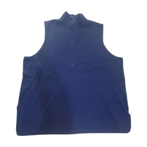 Sleeveless Mock Turtleneck Knit Top In Navy Blue 2X - Picture 4 of 14